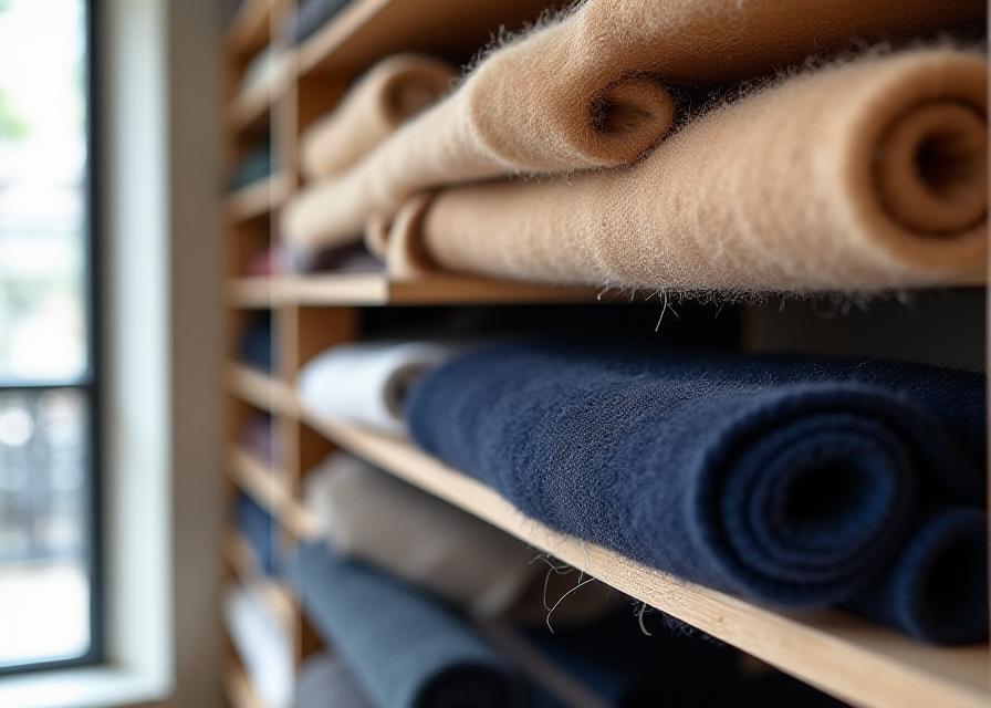 Selezione di tessuti di lusso in atelier